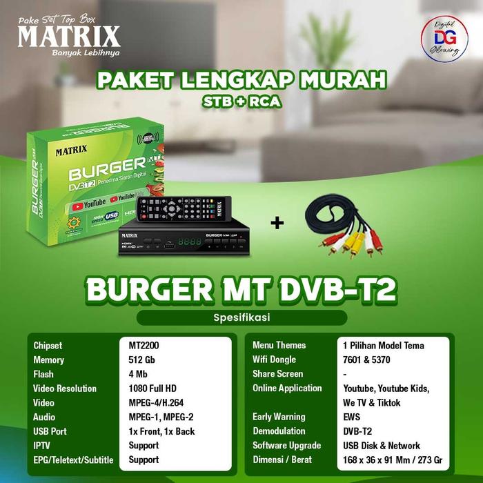 Gambar USB Dongle Set Top Box/Receiver Sumpit Matrix HD 150Mbps MT 7601 - MATRIX BURGER, HDMI+WIFI+KIPAS dari Digital Glowing undefined Tokopedia