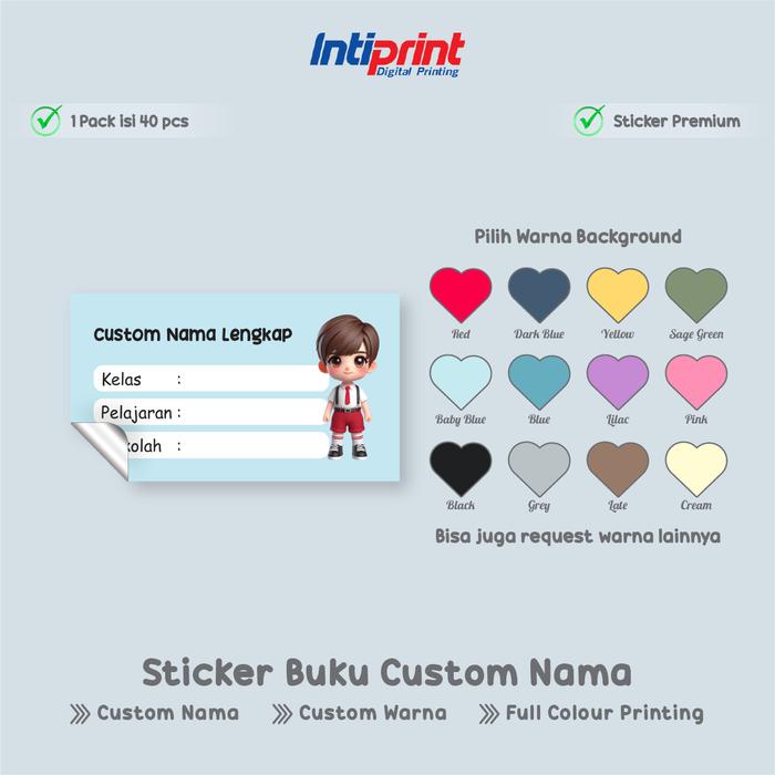 Gambar Sticker Buku Custom Nama / Stiker Nama Buku Pelajaran Sekolah / Sticker Buku Anak - D-1 dari Inti Print undefined Tokopedia