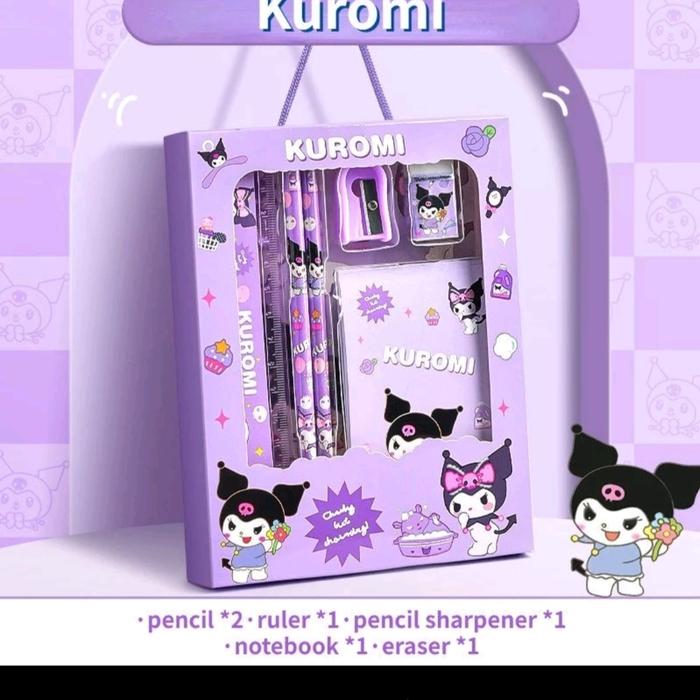 Gambar Gift Set Perlengkapan Tulis Anak Sekolah 6in1/Set Alat Tulis Anak Karakter Sanrio Kuromi Melody Cinnamoroll - Kuromi dari MGBSHOP1 undefined Tokopedia