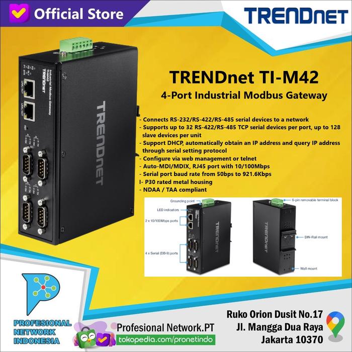 Promo TRENDnet TI-M42 4-Port Industrial Modbus Gateway Cicil 0% 3x ...