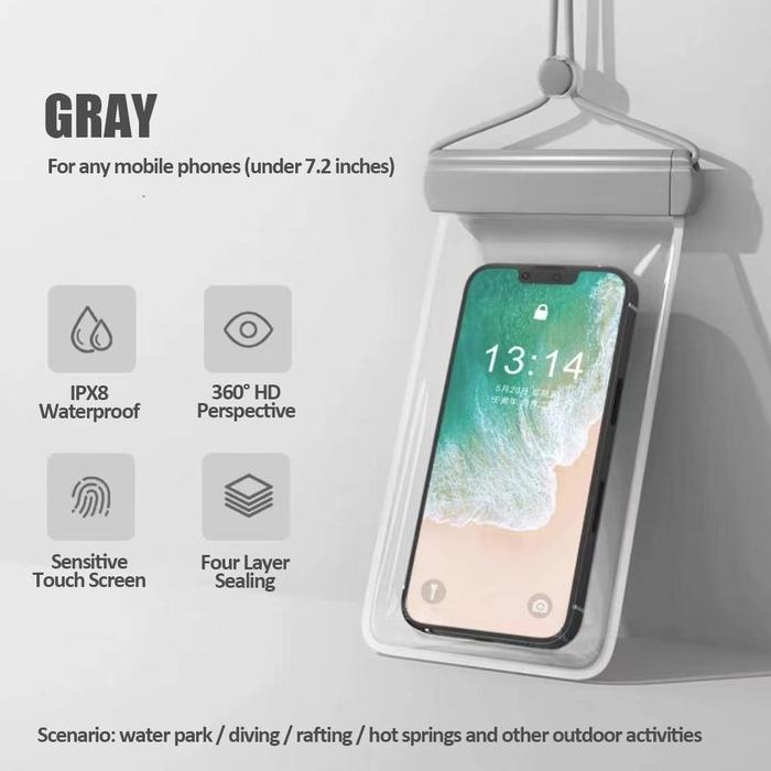 Gambar waterproof l phone case tas plastik hp kedalaman ipx8 bisa sampai 7.2 inch - Abu-abu dari abiewzcollection undefined Tokopedia