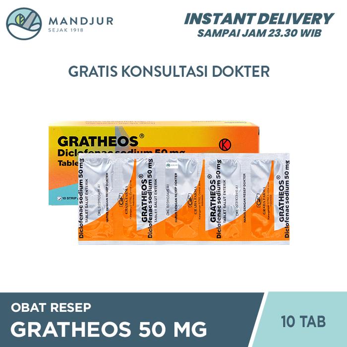 Gambar Gratheos 50 mg 10 Tablet / Diclofenac Sodium / Pereda Nyeri dari Apotekmandjurofficial undefined Tokopedia
