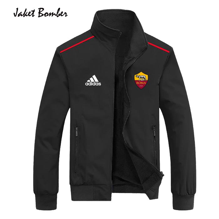 Gambar Jaket Bomber Pria Logo As Roma Bahan Tebal / Jaket Slimfit  Pria Bisa Custom Logo Dan Nama - Hitam, XS dari OriginalFShoop undefined Tokopedia