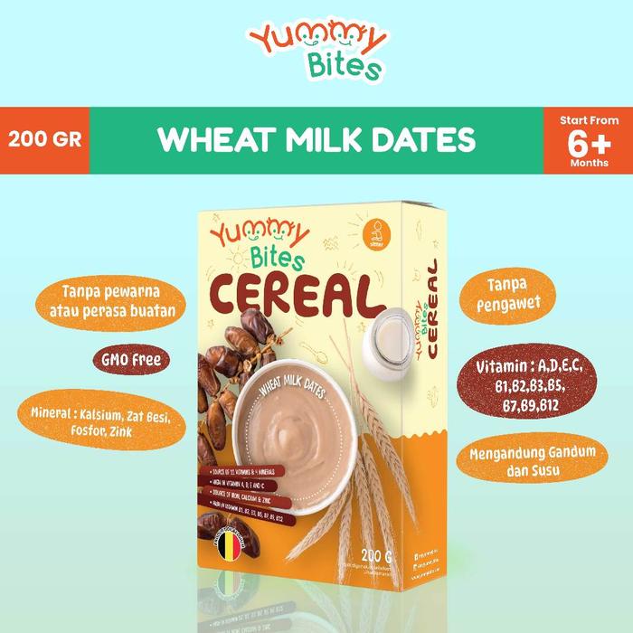 Gambar YUMMY BITES CEREAL 150GR / BUBUR BAYI / CEREAL - WHEAT MILK DATE dari christelle baby shop undefined Tokopedia