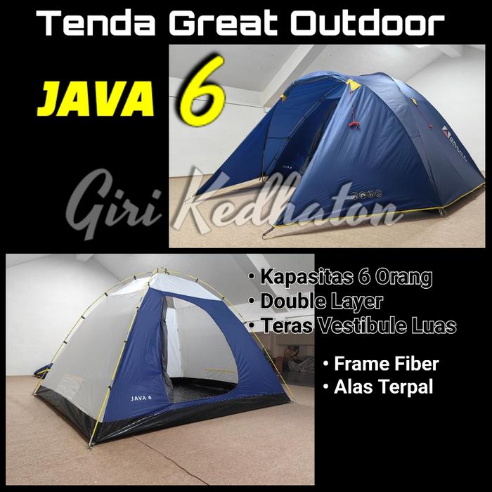 Gambar Tendaki Borneo 6 Tenda Camping Kapasitas 6 Orang - GO JAVA 6 BLUE dari Giri Kedhaton undefined Tokopedia