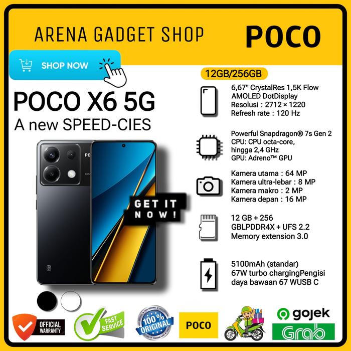 Gambar Poco X6 5G Ram 12/256Gb Garansi Resmi Xiaomi POCOPHONE - Hitam dari ArenaGadgetShop undefined Tokopedia