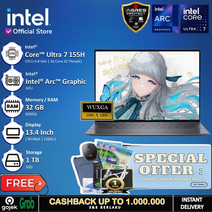 Gambar Dell XPS 13 9340 - Ultra 7 155H 32GB 1TB SSD 13.4" WUXGA 120Hz - Non Bundle, Windows 11 HOME dari INTEL STORE ID undefined Tokopedia