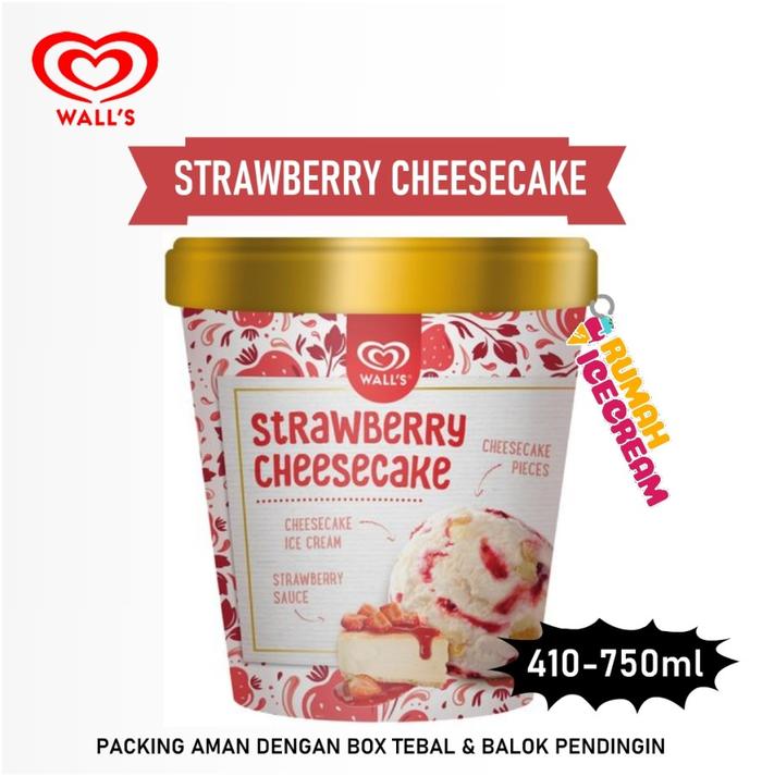 Gambar Ice Cream / Es Krim Strawberry Cheesecake Walls - 410ml dari Rumah Ice Cream Indonesia undefined Tokopedia