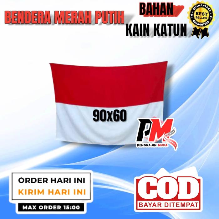 Gambar Bendera Merah Putih Bahan kain katun Tebal Bendera merah putih Premium - ukuran 90x60 dari PENGRAJIN MUDA25 undefined Tokopedia