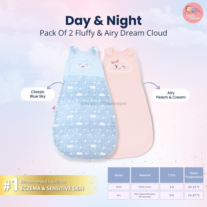 Gambar Bundling Day & Night Dream Cloud Calming Wearable Blanket Selimut Bayi - 01Blue+Peach, S (3.5-8 kgs) dari Happy Little Sleeper undefined Tokopedia
