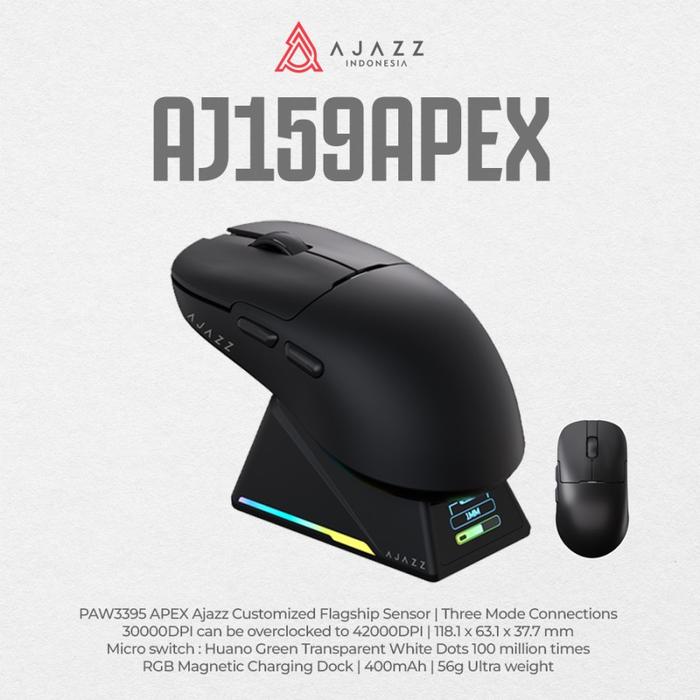 Gambar Ajazz AJ159 APEX 8K Three Mode Wireless + Magnetic Charging Base Gaming Mouse - BLACK dari Igamerworld Surabaya undefined Tokopedia
