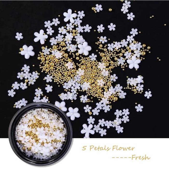 Gambar 3D Bunga Nail Art Nail Flowers Nail Flower Bunga kuku 3D bunga putih - warna GOLD dari nailstore.id undefined Tokopedia