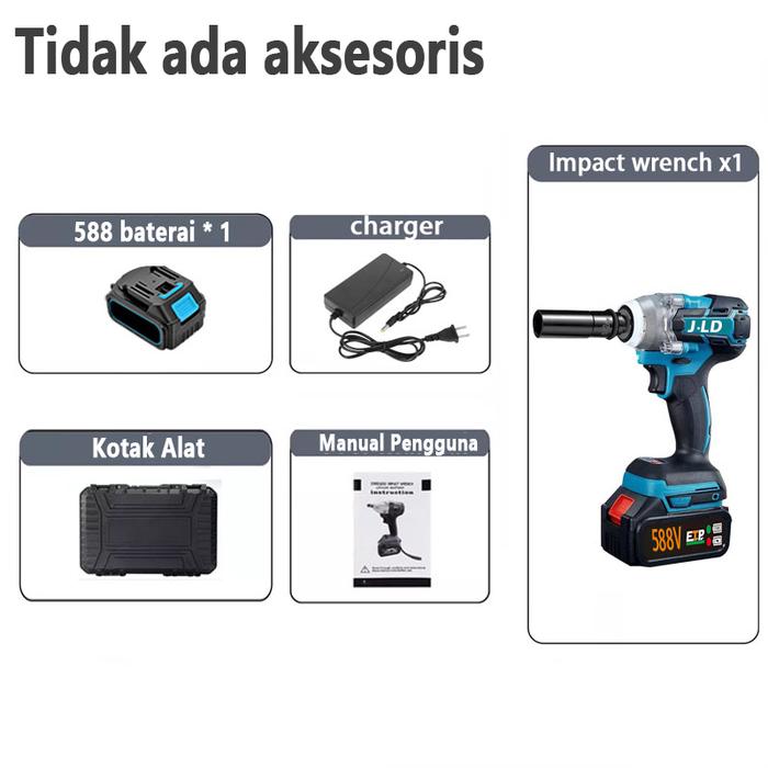 Gambar JLD 1090V CORDLESS IMPACT WRENCH 1090V BOR BUKA BAUT KUNCI 1090V - 2 Baterai - 588V 1 Baterai dari FOGOOID undefined Tokopedia