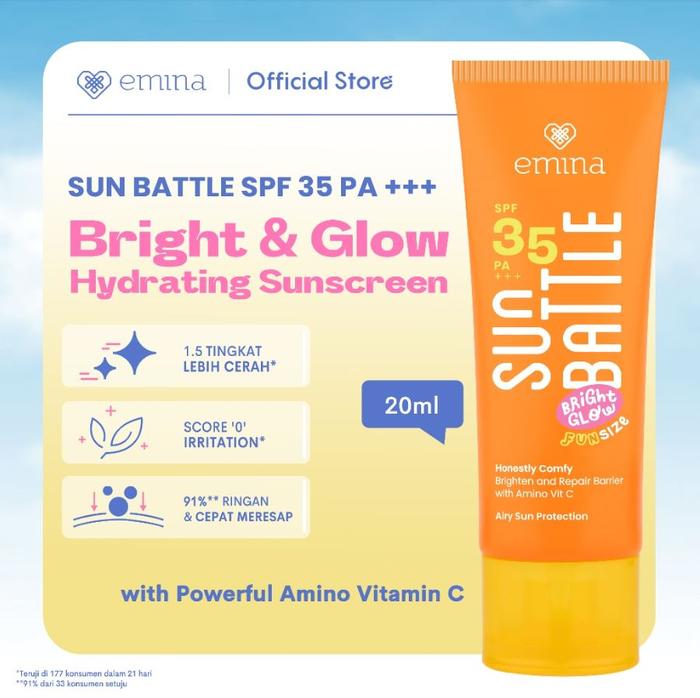 Gambar EMINA Sun Battle Sunscreen Series Cica Acne Barrier Hydraburst Skin Buddy SPF 50 35 PA+++ BPOM - FunSize dari Skinplaza undefined Tokopedia