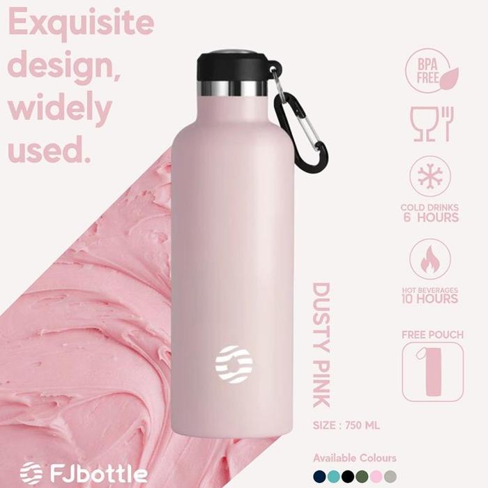 Gambar Bonuskan Fjbottle - Botol Minum Tumbler Olahraga Stainless Steel 750Ml Dengan Gantungan - Dusty Pink dari Veronicakb Shhop undefined Tokopedia