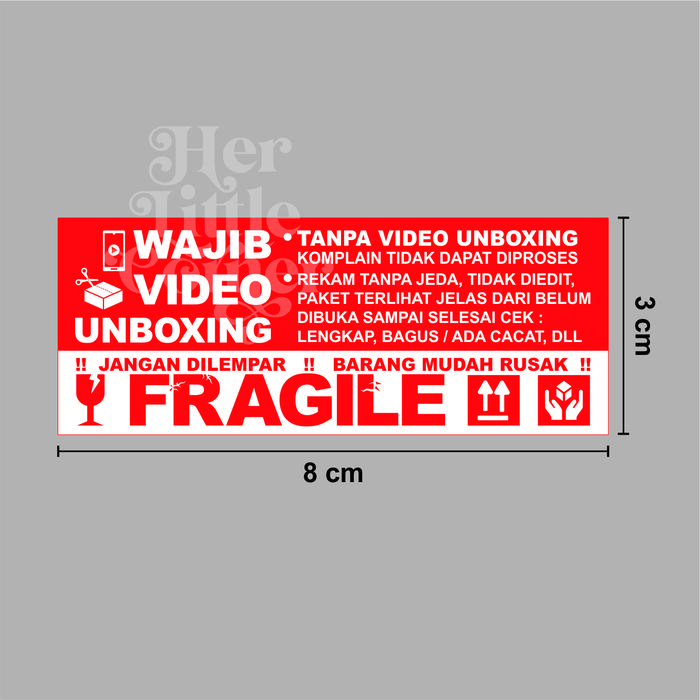 Gambar STICKER WAJIB VIDEO UNBOXING - RED (isi 200) uk. 3 x 8 cm - unbox frag 83H dari Her Little Corner undefined Tokopedia