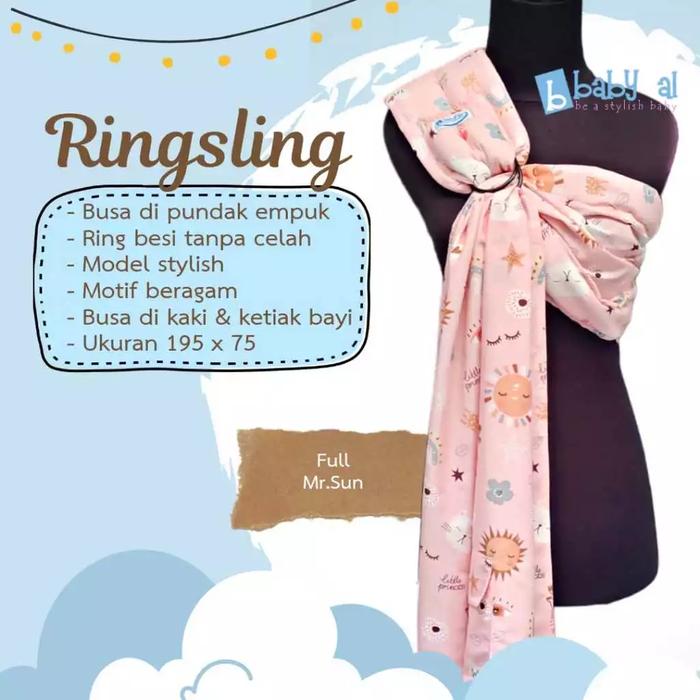 Gambar Gendongan Ring Sling - Gendongan Kain panjang - Pink Motif - MR.SUN PINK dari Aurel Babyshop Kota Tangerang Selatan Tokopedia