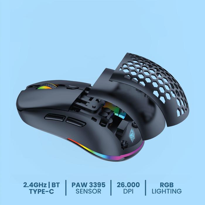 Gambar Mouse Gaming Wireless Modular Dual Mode SADES RAIDEN S33 - Pro Hitam dari Sades Ryunix Official undefined Tokopedia