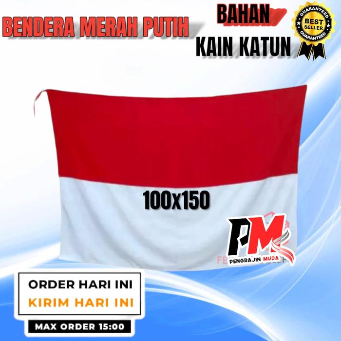 Gambar Bendera Merah Putih Bahan kain katun Tebal Bendera merah putih Premium - ukuran 150x100 dari PENGRAJIN MUDA25 undefined Tokopedia