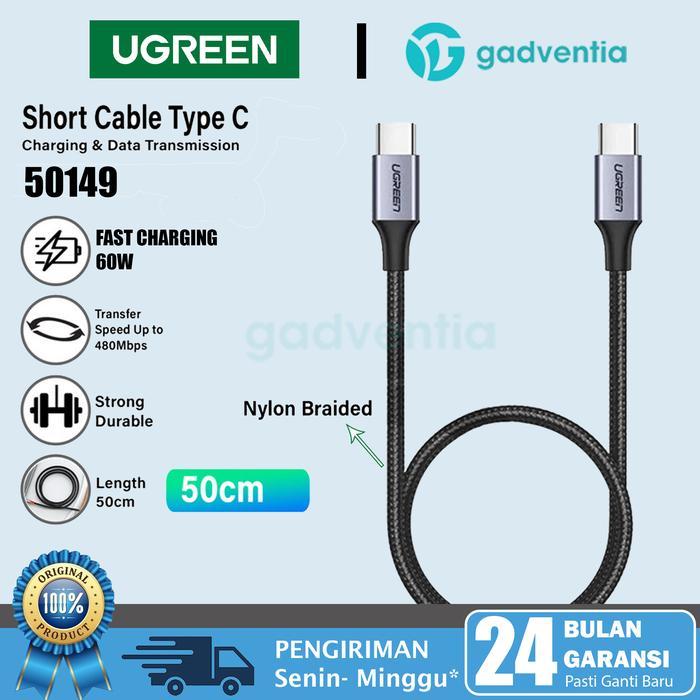Gambar Adapter Set Charger Ugreen iPhone 15 / Plus 25W + Kabel C to C Fast PD - Kabel50149 50CM dari GADVENTIA undefined Tokopedia
