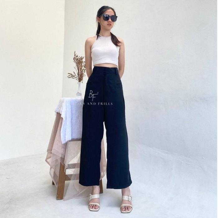 Gambar [STORE LADIES] ELJI Pants Korea Celana Kulot / Kulot Kantor / Celana Fashion Wanita / Celana Higwaist - Hitam dari Store Fashion Ladies undefined Tokopedia