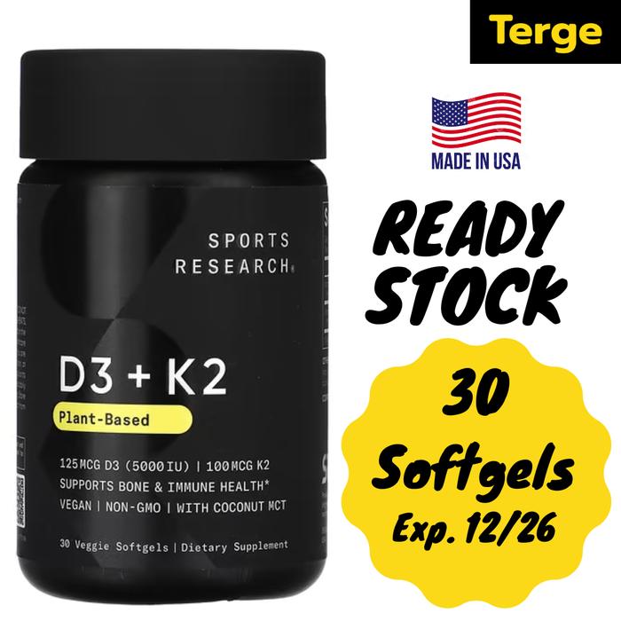 Gambar Sport Research Vitamin D3 5000 IU K2 Organic VCO 30  60 120 Veggie Softgels - 30 Veg Softgels dari TergeDept undefined Tokopedia