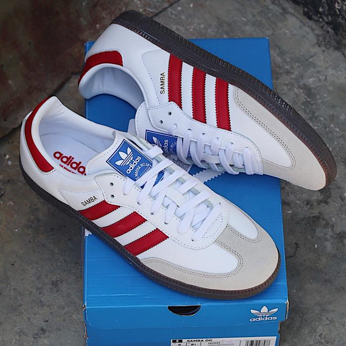 Gambar ADIDAS SAMBA OG WHITE RED ORIGINAL BNIB RESMI IG1025 - White Red, 44 dari Tosswearshoes_NEW undefined Tokopedia