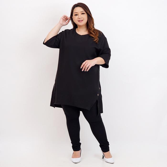 Gambar BAJU ATASAN BLOUSE TUNIK WANITA JUMBO BIG SIZE OVERSIZE 016 XXL XXXL LD 120cm BAJU HAMIL KERJA KANTOR KASUAL PESTA MODIS ELEGAN TRENDY FASHION KOREA POLOS GAMIS BLUS CEWEK PEREMPUAN GEMUK GENDUT BESAR MODEL TERBARU KEKINIAN BUMIL PLUS OVER SIZE BIGSIZE - BLACK dari CTTOPED undefined Tokopedia
