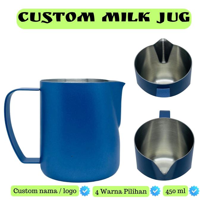 Gambar JJ GEAR Milk jug 450 ml bisa custom nama dan gambar - Biru dari JJ.LATTE.ART.ID undefined Tokopedia