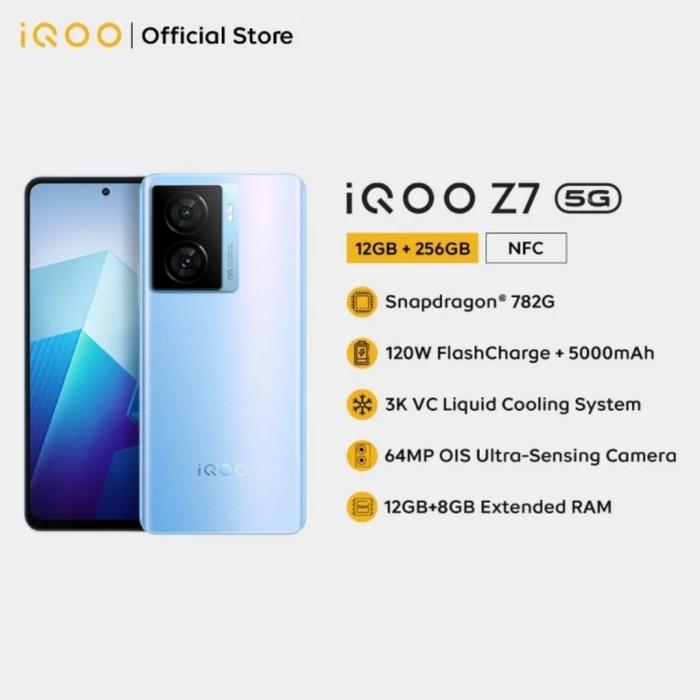 Gambar HP VIVO IQOO Z7 12/256 5G - VIVO IQOO Z7 RAM 12 + 256 5G GARANSI RESMI - Biru, 12/256 GB dari Gadget Gala×y undefined Tokopedia