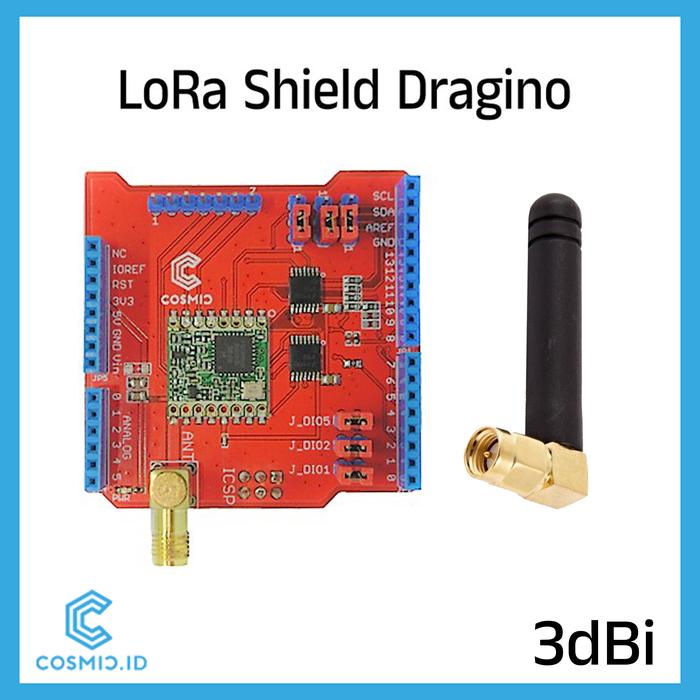 Gambar LoRa Arduino Shield Dragino Clone 915MHz 915 MHz RFM96 RFM95 RFM 95 96 - Antena 3dbi dari cosmic.id undefined Tokopedia