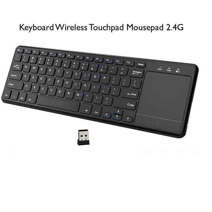 Gambar Keyboard Wireless dengan Trackpad untuk All in One PC Smart TV Android - T155 Hitam dari Gunapart undefined Tokopedia
