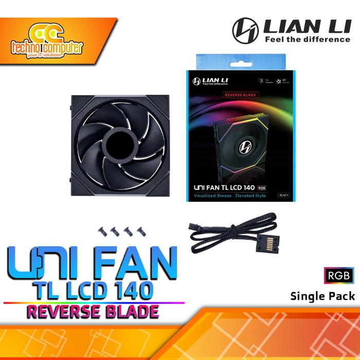 Gambar FAN CASING LIAN LI UNI FAN TL LCD 140 REVERSE BLADE - 140mm Single Pack ARGB Fan - Hitam dari Techno Computer Bali undefined Tokopedia