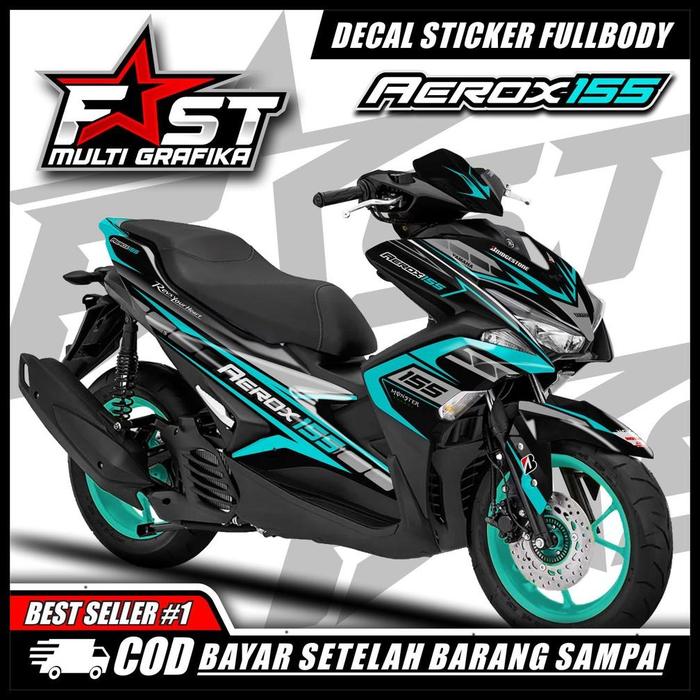 Gambar New!! Decal Sticker Aerox Lama Full Body Motif Racing Custom Decal Sticker Striping Variasi Yamaha Aerox 155 Lama / Aerox 155 2016-2020 - Tosca, Pelindung Gloss dari Paper Decal undefined Tokopedia