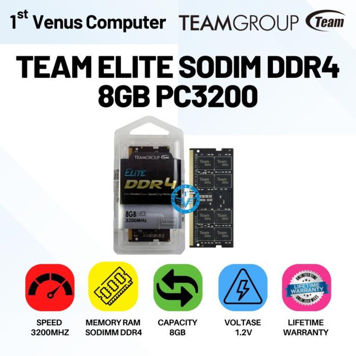Gambar Team Elite SODIMM 8GB 16GBDDR4 PC25600 3200 Sodimm Memory Laptop Ram Notebook - 16 gb dari Venus Komputer Makassar undefined Tokopedia