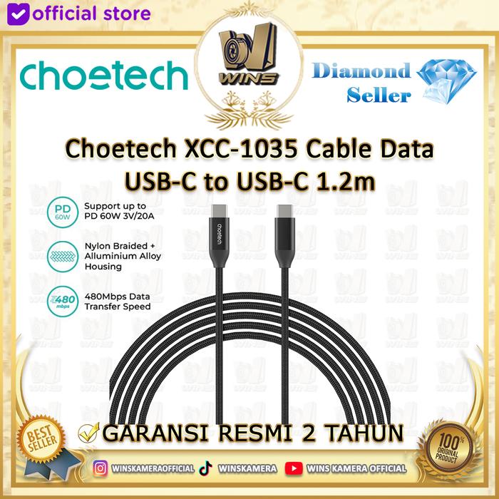 Gambar Choetech XCC-1035 / XCC-1036 Cable Data USB-C to USB-C - 1035 dari WINS OFFICIAL STORE undefined Tokopedia