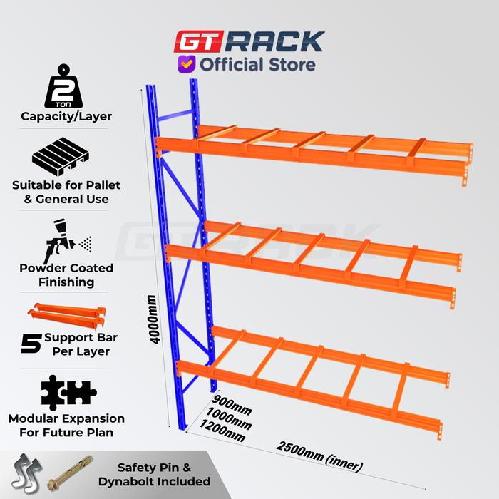 Gambar RACK PALLET 2 TON AYORACK AI20-2540S W9 - RAK BESI PALET RACKING TINGGI 4 METER PANJANG 250CM - RAK GUDANG HEAVY DUTY LEBAR 90CM - JOINTER dari GT RACK Official undefined Tokopedia
