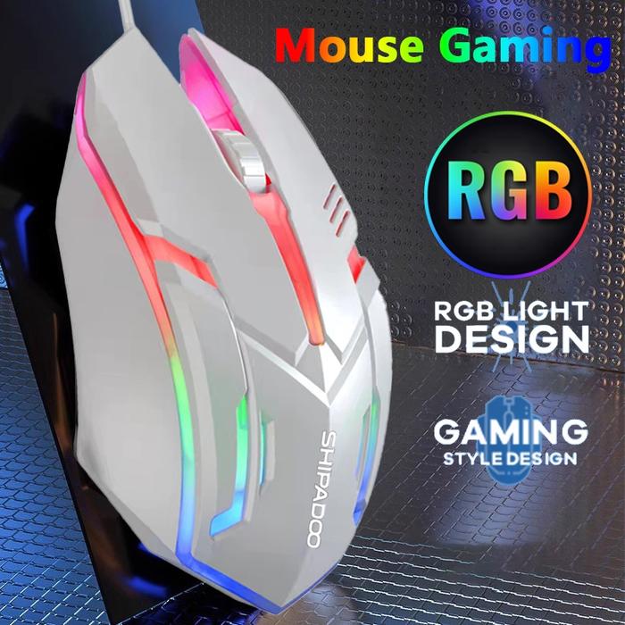 Gambar Mouse gaming dengan tombol macro yang dapat disesuaikan, lampu RGB, mouse gaming optik USB kabel, dengan backlight warna-warni. Cocok untuk desktop dan laptop. - S190 Putih dari HUAV KOMPUTER undefined Tokopedia