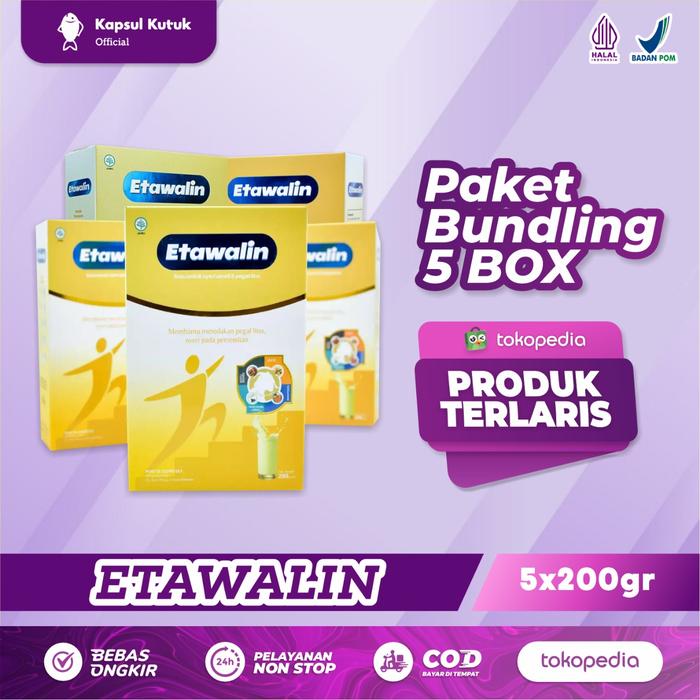 Gambar ETAWALIN Paket 5 Box Atasi Masalah Tulang, Nyeri Sendi dan Asam urat dari Kapsul Kutuk Official undefined Tokopedia
