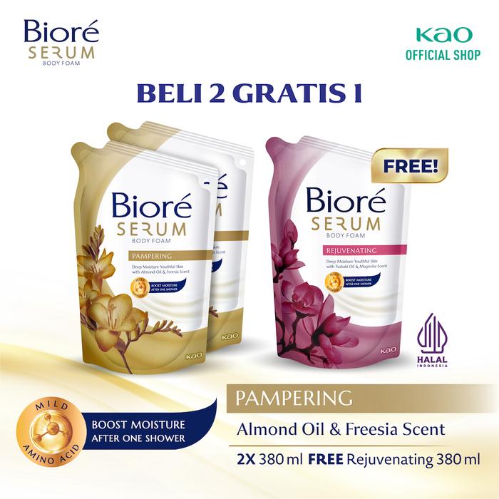 Gambar [BUY 2 FREE 1] Biore Serum Body Foam Pampering 380ml Pouch - Sabun Mandi Cair Serum - Rjvnating 380 dari KAO Indonesia undefined Tokopedia