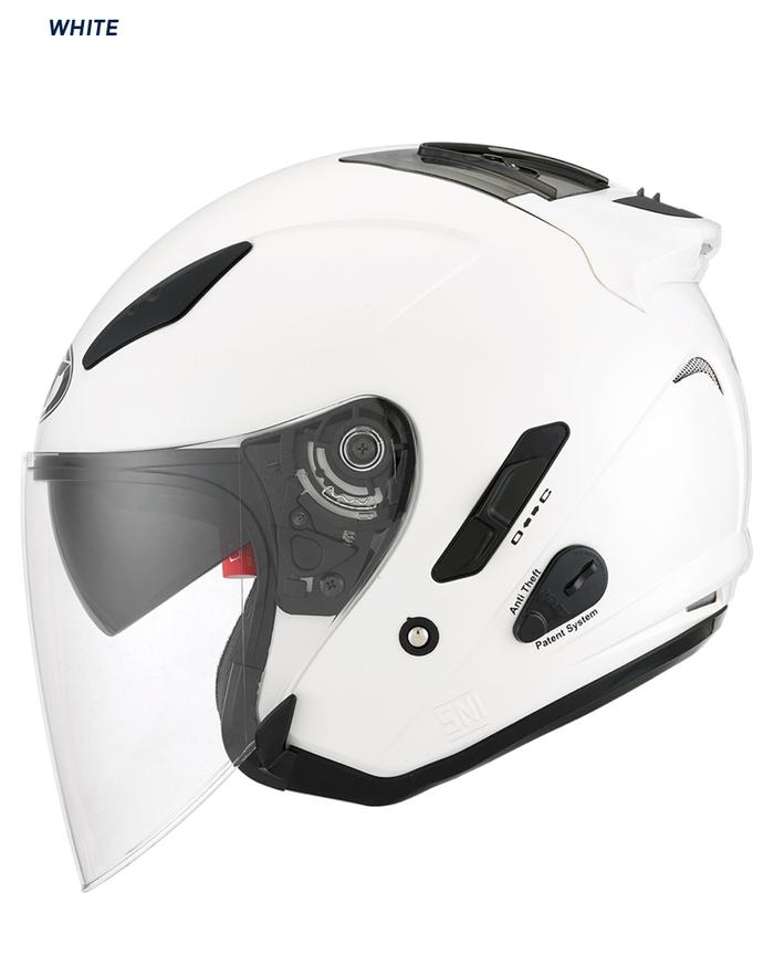 Gambar HELM KYT GALAXY FLAT R SOLID HALF FACE DOUBLE VISOR - ORIGINAL - HARIAN TOURING - WHITE, M dari Sanctus Trading JKT undefined Tokopedia
