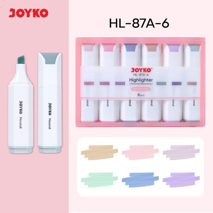 Gambar Penanda Berwarna Highlighter Joyko HL-87 6 - HL-87B-6 Warna Morandi - HL-87A-6 dari ATK Pasar Pagi Official undefined Tokopedia