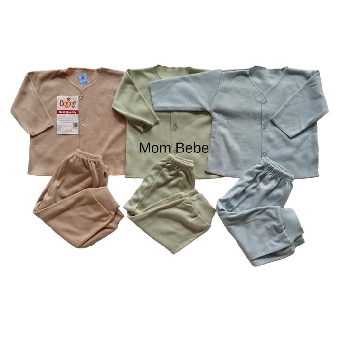 Jual Set baju panjang bayi polos/Set baju bayi newborn buka kaki