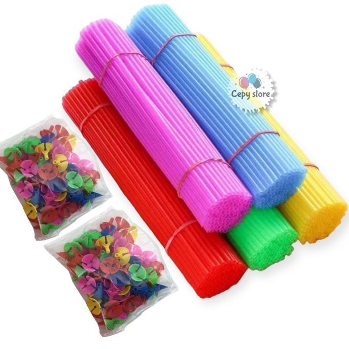 Gambar Aque Grosir - Stick Balon Latex Isi 100Pcs / Stick & Cup Balon Warna - Pink dari luxurystore@ undefined Tokopedia