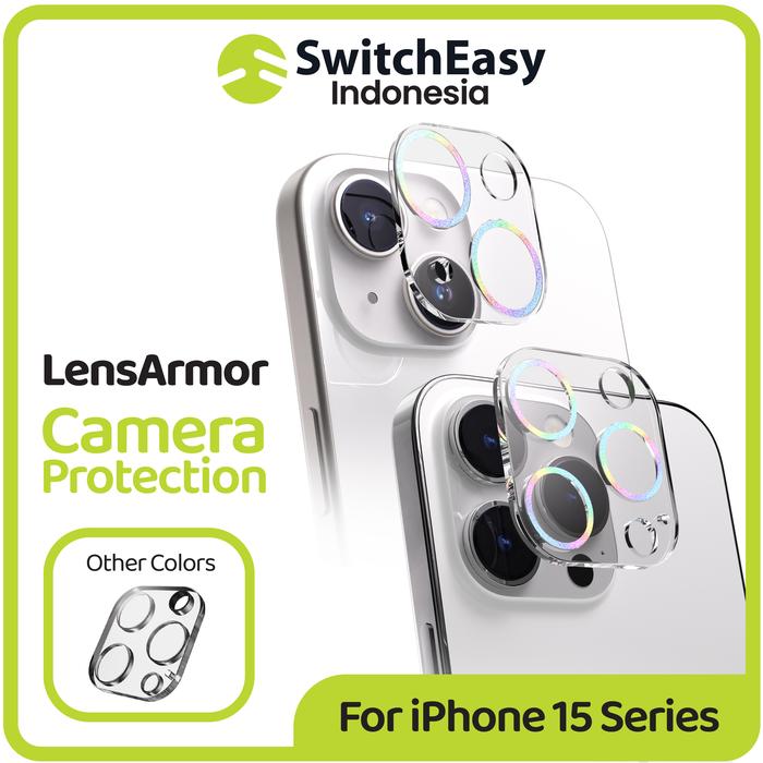 Gambar Anti Gores Kamera iPhone 15 Pro Max / 15 Pro / 15 Plus / 15 SwitchEasy Lens-Armor Camera Protector Tempered Glass - Rainbow, 15 Plus / 15 dari SwitchEasy Official undefined Tokopedia