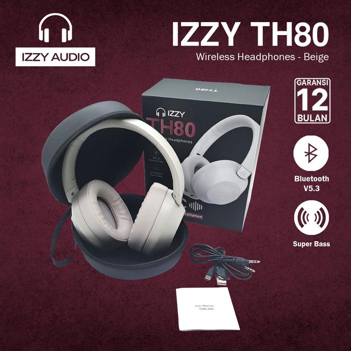 Gambar IZZY TH80 Foldable Wireless Headphone ANC Bluetooth 5.3 Wired Headset Microphone Earphone Microphone Earphone Handsfree Bass - Grey dari Izzy Audio undefined Tokopedia