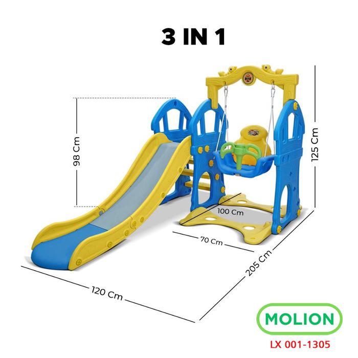 Gambar MOLION SNI Prosotan Mainan Ayunan Anak 5in1 Seluncuran Perosotan Ring Basket Playground Playgym Aman Berstandar 001-M1311 - M1305 BIRU 3in1 dari Speedshome undefined Tokopedia