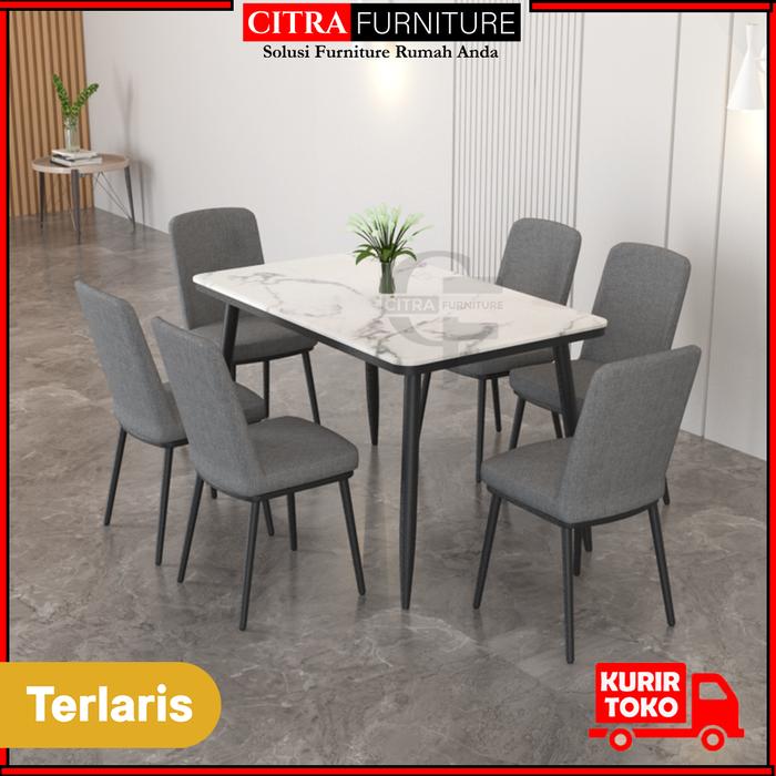 Gambar Meja Makan Marmer 6 Kursi Minimalis | Dining Table ROKU Series - ROKU DARK GREY dari Citra furniture undefined Tokopedia