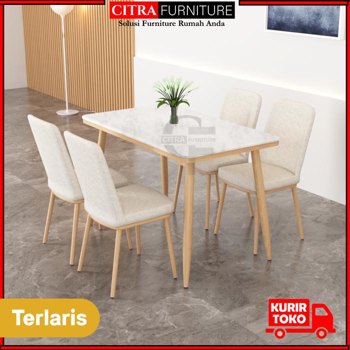 Gambar Meja Makan Marmer 4 Kursi Minimalis | Dining Table ROKU Series - ROKU LIGHT WOOD dari Citra furniture undefined Tokopedia
