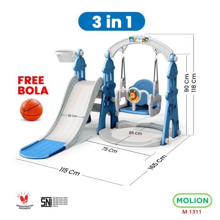 Gambar MOLION SNI Prosotan Ayunan Anak 5in1 Seluncuran Perosotan Ring Basket Slide Playground Aman 001-M1311 - M1311 BIRU 3in1 dari Speedshome undefined Tokopedia
